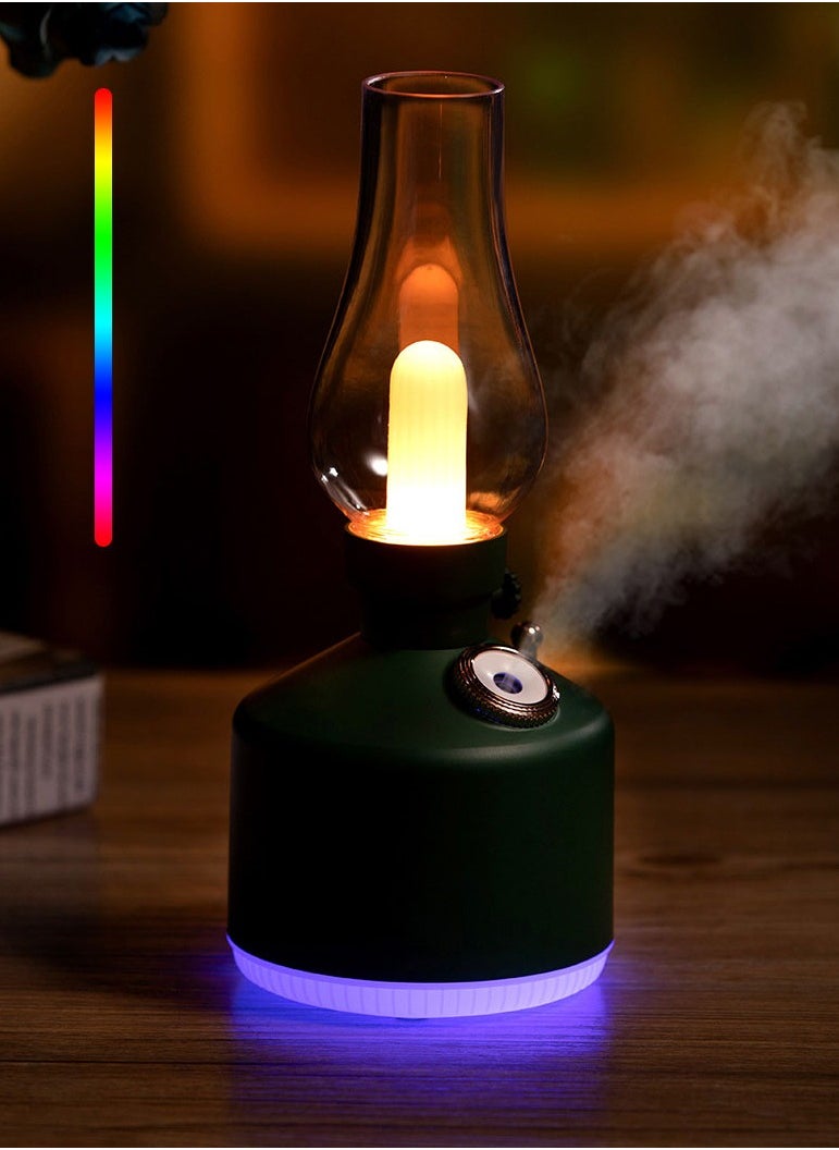 Humidifiers, 280mL Kerosene Lamp Shaped Humidifier Diffuser With 7-color Light USB Cool Mist Humidifier Desktop Air Humidifier Stepless Dimming 2 Spray Modes