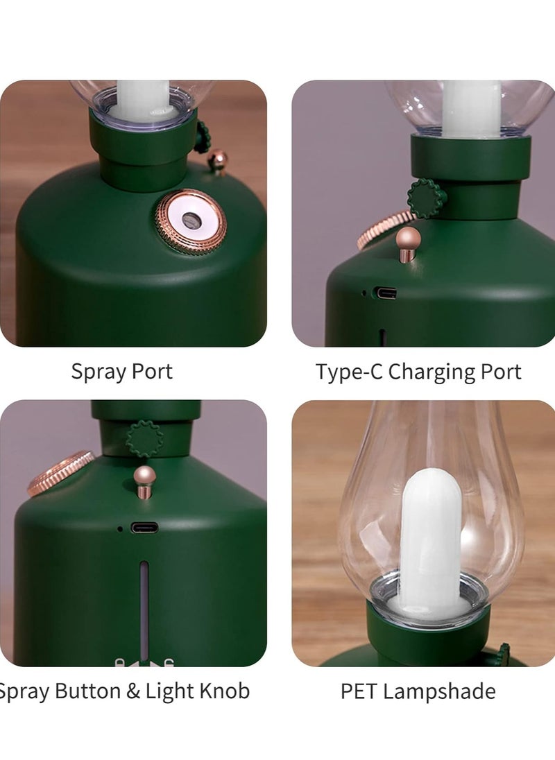 Humidifiers, 280mL Kerosene Lamp Shaped Humidifier Diffuser With 7-color Light USB Cool Mist Humidifier Desktop Air Humidifier Stepless Dimming 2 Spray Modes