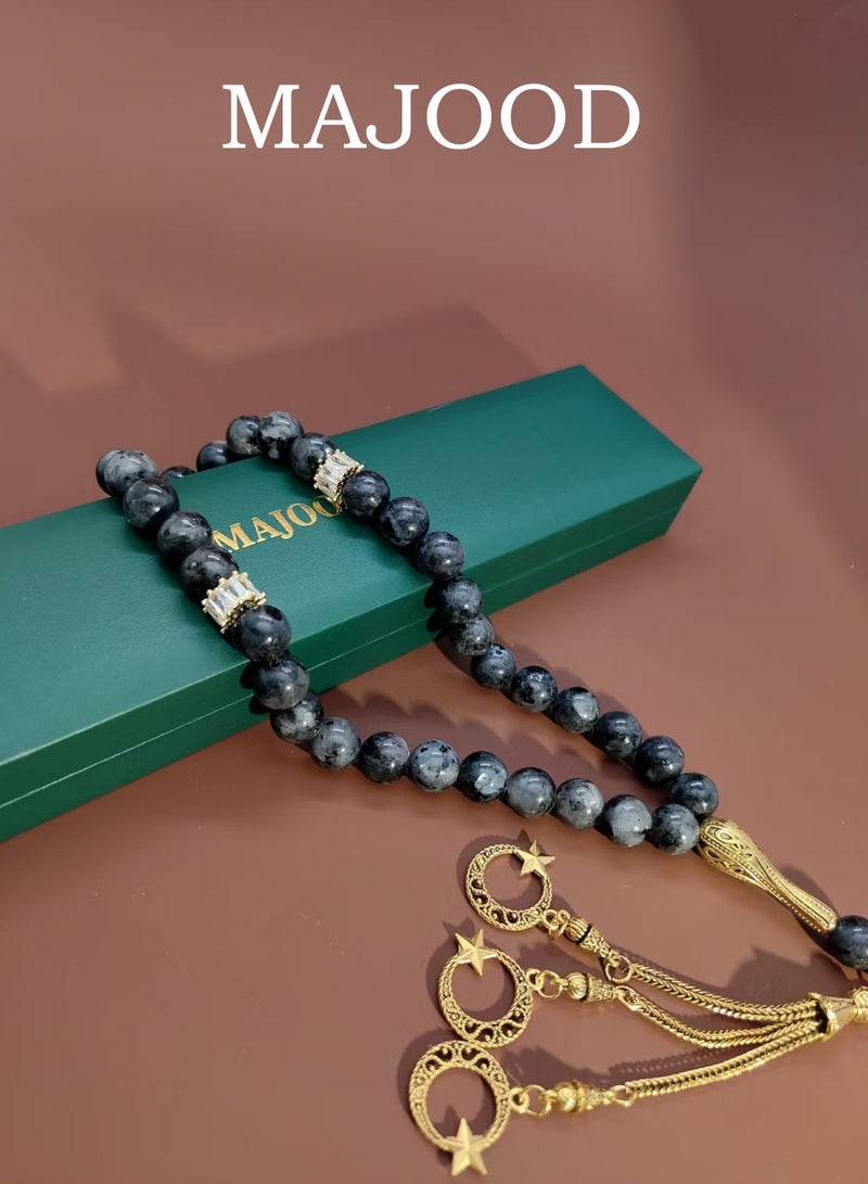MAJOOD/33 Real Dark Gray Moonstone Prayer Beads/Tasbih/10MM/For Men And Women - Image 1