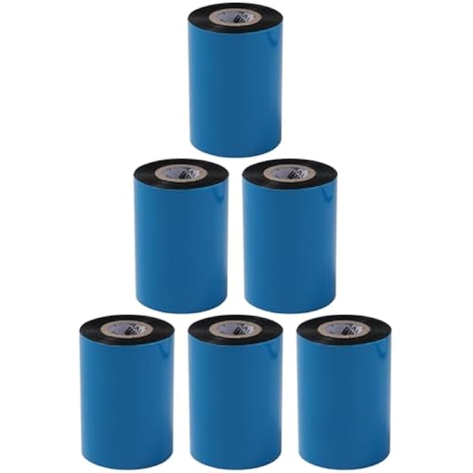 6 ROLLS 3.54'' X 984.25' PREMIUM RESIN ENHANCED WAX RIBBON,90MM X 300M BLACK THERMAL TRANSFER RIBBON, BARCODE THERMAL LABEL PRINTER RIBBON, CSO-INK OUTSIDE, 1'' CORE FOR ZEBRA, TSC, GODEX, CITIZEN
