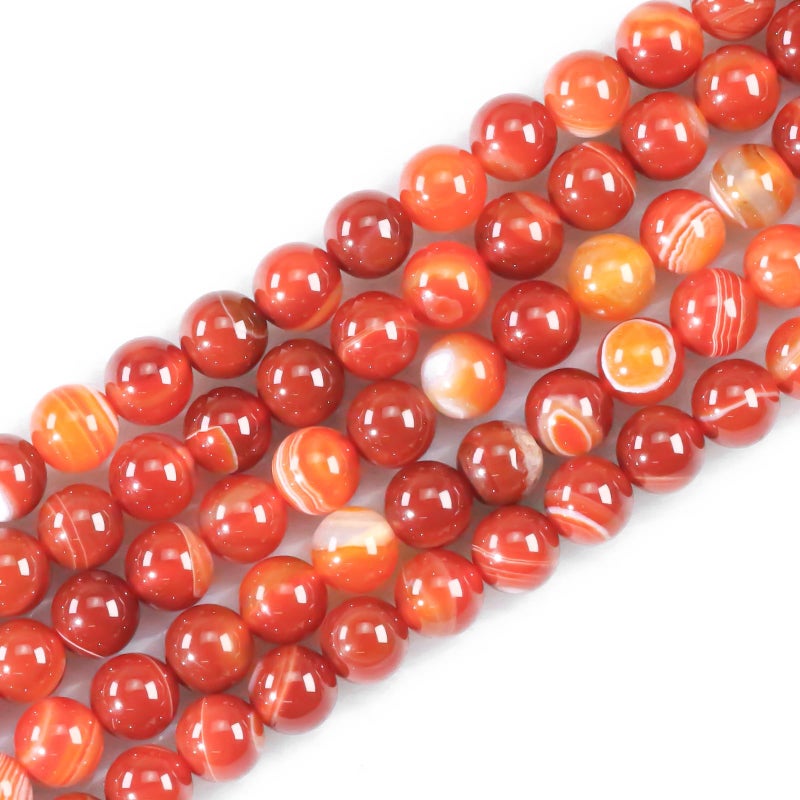 8mm Natural Gemstone Round Red Stripe Agate Loose Beads for Jewelry Making Bracelets Necklace Earrings Art Craft 4548pcsstrand