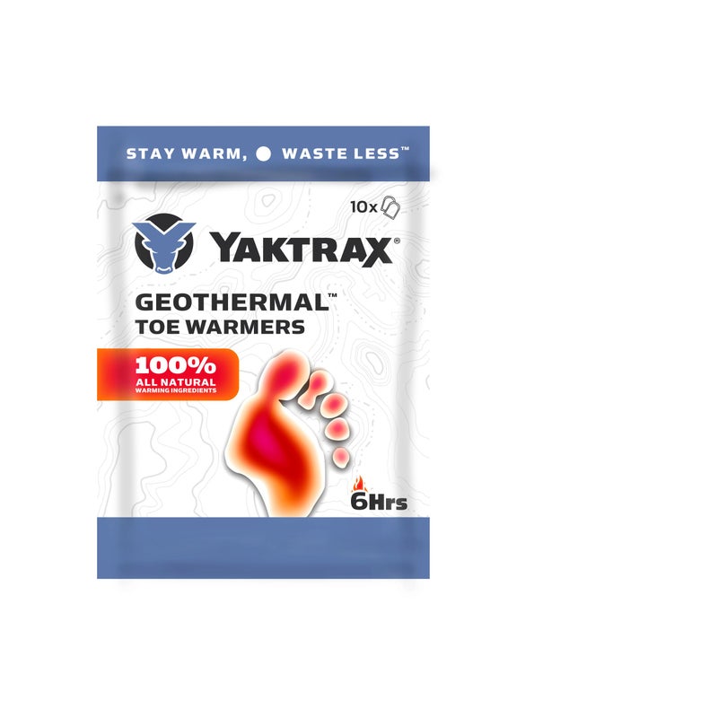 Yaktrax Geothermal Toe Warmers 10 Count - Air-Activated, Up to 6 Hours of Heat - Compact Warmth for Outdoor Activities, Winter Sports, and Cold-Weather Comfort - Image 1