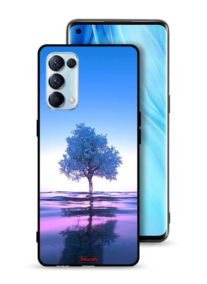 Tolwak Oppo Reno5 Pro 5G Protective Case Cover Tree Neon Body Of Water Reflection Digital Art  - Image 1