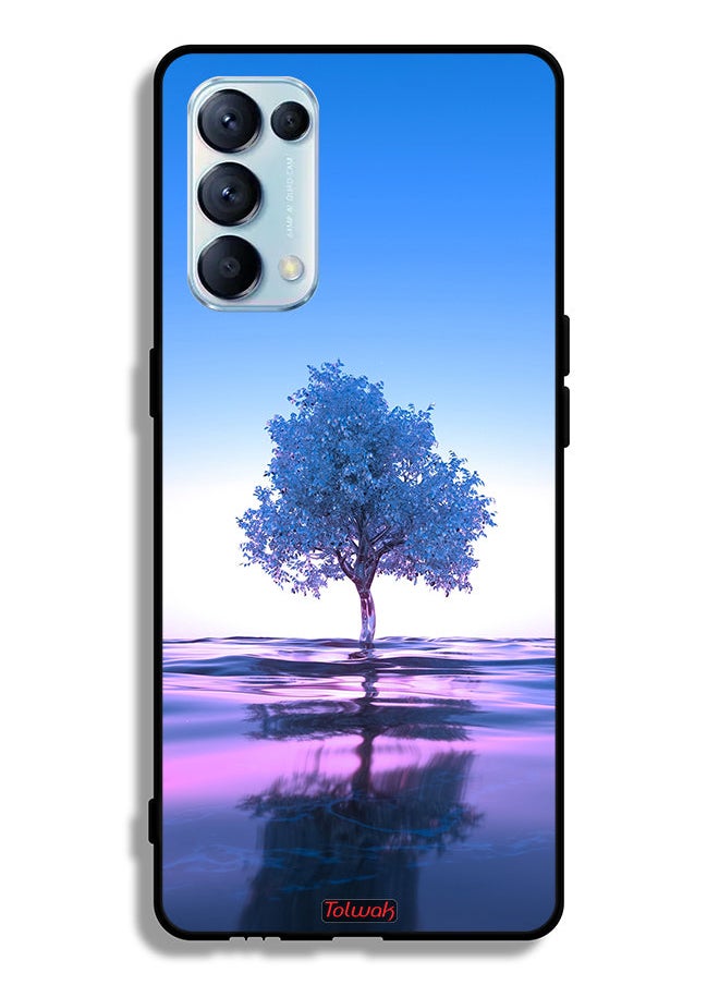 Tolwak Oppo Reno5 Pro 5G Protective Case Cover Tree Neon Body Of Water Reflection Digital Art  - Image 2