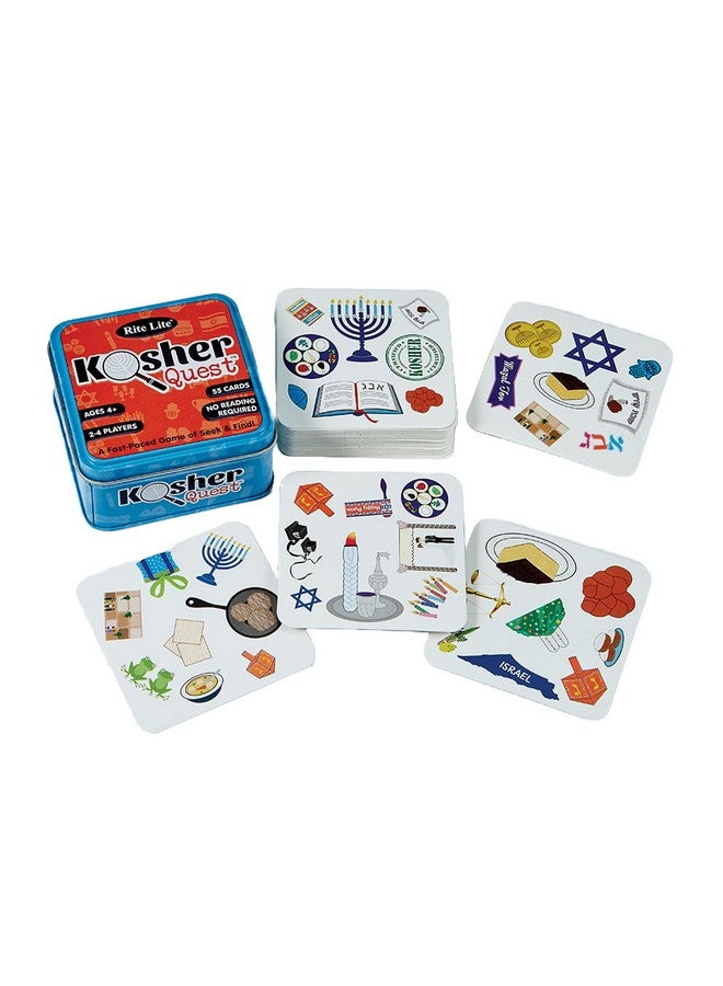 Rite Lite Kosher Quest Card Game by Rite Lite - Fun Seek & Find Jewish Holiday Game for Kids Ages 4+ - Includes 55 Illustrated Cards - 2-4 Players - No Reading Required - Perfect for Hanukkah Family Gatherings - Image 1