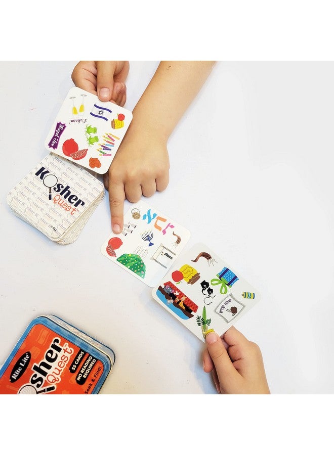 Rite Lite Kosher Quest Card Game by Rite Lite - Fun Seek & Find Jewish Holiday Game for Kids Ages 4+ - Includes 55 Illustrated Cards - 2-4 Players - No Reading Required - Perfect for Hanukkah Family Gatherings - Image 3