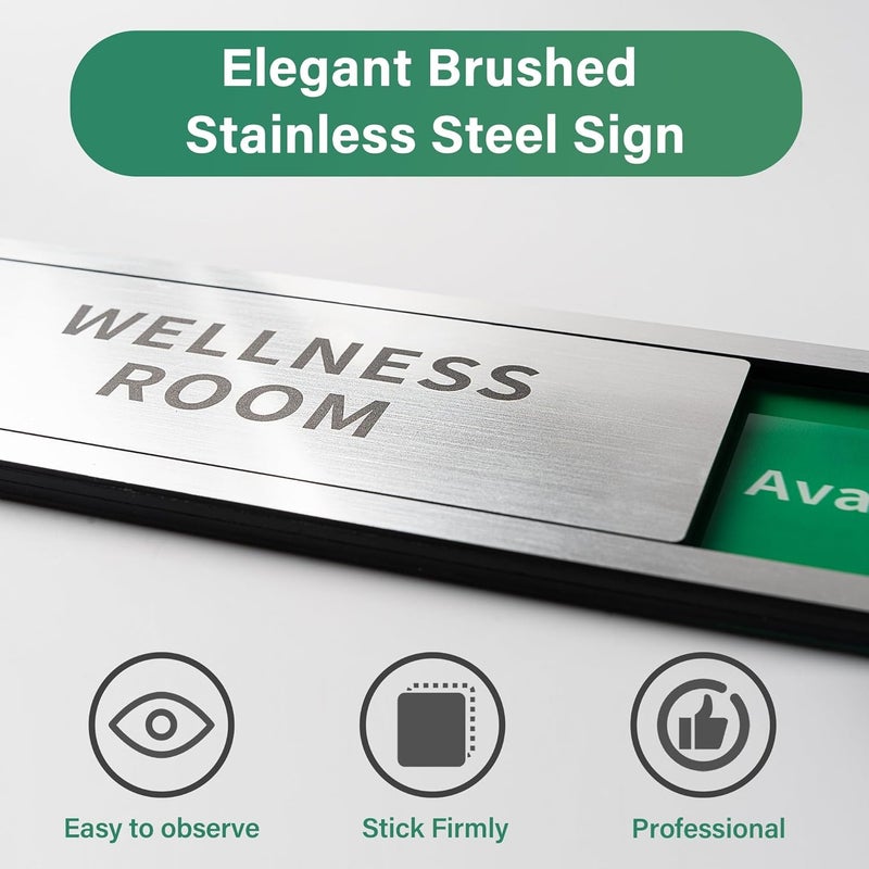 Abudada Conference Room Office Sliding Door Signs Do Not Disturb, In Use/Available Slider Sign for Home Office Wellness Conference Vacant Occupied Privacy Slide Door Sign，Brushed Silver - Image 4