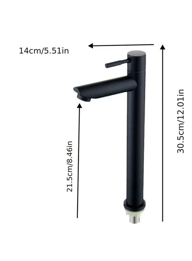 Black Modern High Profile 304 Stainless Steel Bathroom Sink Faucet Single Handle Hot Cold Mixer Tap Straight Spout Easy Installation For Vanity Sinks Bath Tubs Countertops - Image 3