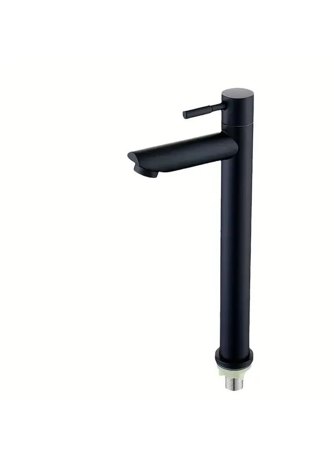 Black Modern High Profile 304 Stainless Steel Bathroom Sink Faucet Single Handle Hot Cold Mixer Tap Straight Spout Easy Installation For Vanity Sinks Bath Tubs Countertops - Image 4
