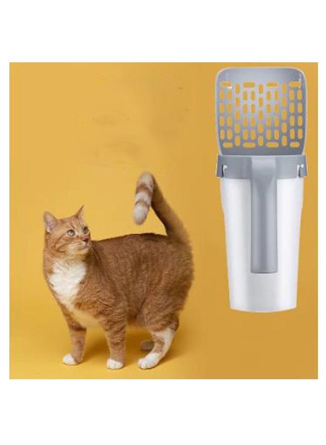 Pooper Scooper, Cat Litter Scoop with 10pcs Cat Litter Bags, Scoop Away Cat Litter, Integrated Detachable Deep Shovel Holder, Cat Litter Shovel Set, Large Capacity Portable, Household Cat Poop Shovel - Image 1