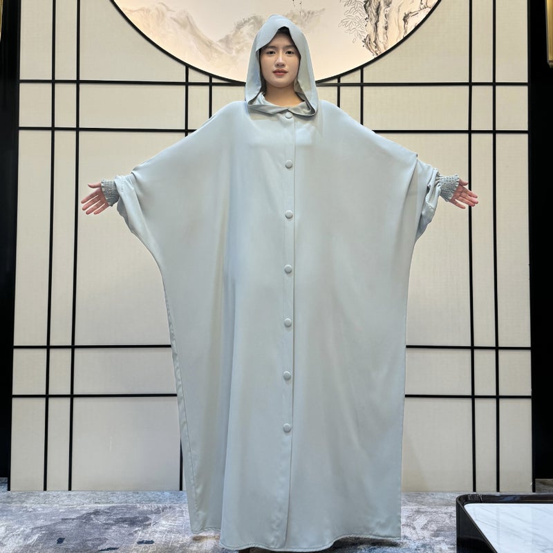 Cloak Cloak Muslim Women'S Robe With Buckle Dress Solid Color Muslim Dress Robe Middle East - Image 4