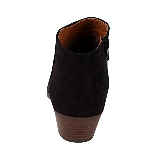 Soda Women's Closed Toe Multi Strap Ankle Bootie (Black Suede, numeric_7) - Image 3