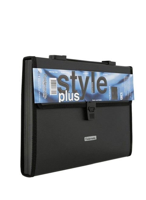FE-136-BK Foldermate Black Expanding File Case+ Handle 13 pockets