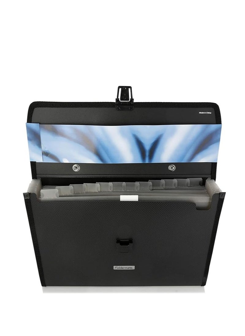 FE-136-BK Foldermate Black Expanding File Case+ Handle 13 pockets