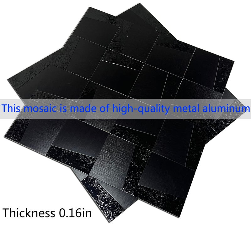 XUANINY Peel and Stick Metal Backsplash Tiles, Self Adhesive Aluminum Mosaic 3D Wall Sticker for Kitchen Bathroom Brushed Grey Decor (11.81"x11.81") (10 Ladder-Shaped Brushed Black) - Image 4