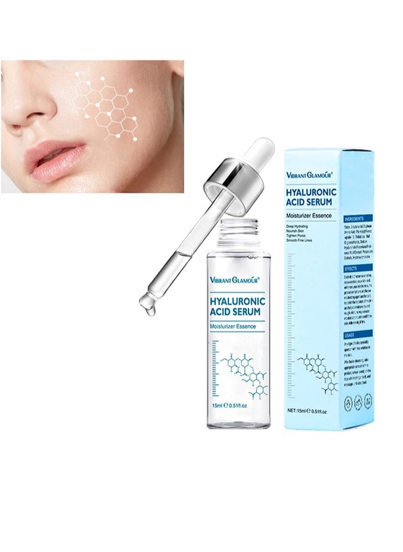 Vibrant Glamour Hyaluronic Acid Facial Serum Anti-Aging Pore Shrinking Moisturizing Essence Cream Dry Skin Care (15ml)  - Image 1