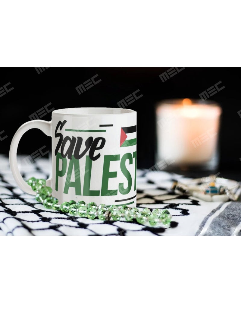 MEC Save Palestine Design Wraps Around Mug Printed Coffee Mug 11Oz White Handle - Image 3