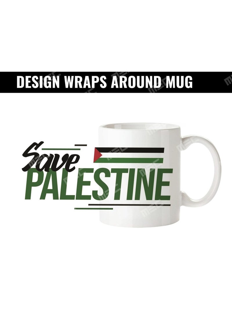 MEC Save Palestine Design Wraps Around Mug Printed Coffee Mug 11Oz White Handle - Image 2