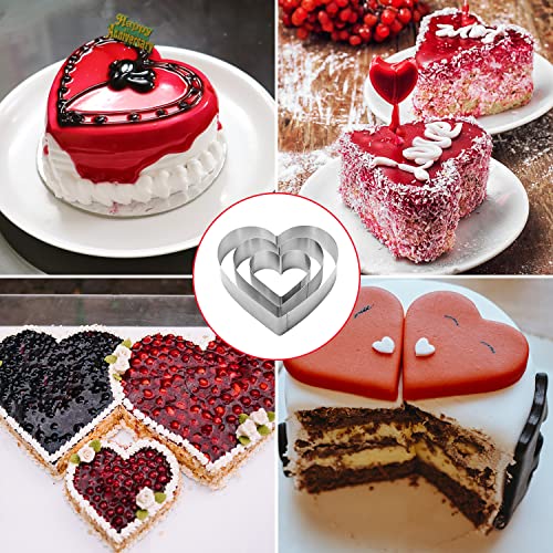 QEEYON 3PCS Heart Cookie Cutter Set, 4" 6" 8" Stainless Steel Sandwiches Cutter DIY Heart Cake Cutter Cake Molds Ring Set Mousse Mold Biscuit Cutter Valentines Cookie Cutters Pastry Cutters - Image 5