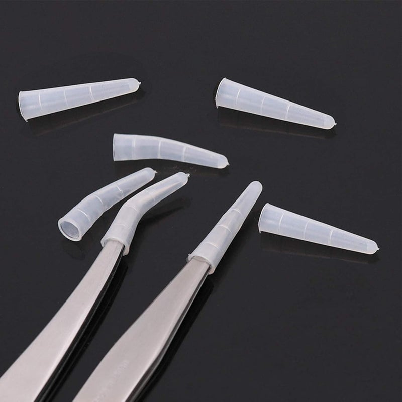 EORTA 50Pcs Soft Silicone Tweezer Tip Covers for Eyelash Tweezer Pusher to Protect Tips Transparent