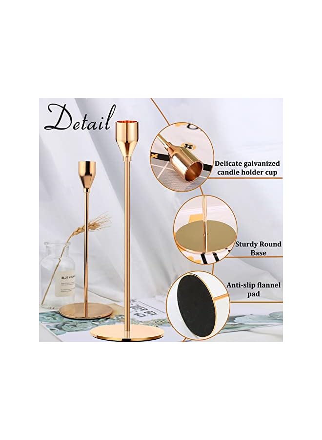 The Bros 6PCS French Honey Gold Candle Holders,Set of 6 Tall Taper Candlestick fit for 3/4" Thick Pillar Candle&Led Modern Metal Candle Stands Decorative Table Centerpieces for Dinning Party Church,Decorative - Image 2