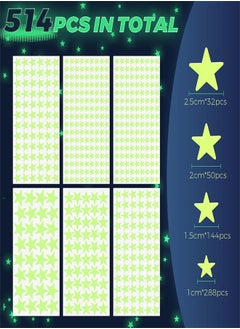 Generic Glow in The Dark Stars Stickers for Ceiling, 514Pcs 3D Luminous Stars Wall Stickers Glowing Stars for Ceiling and Walls,DIY Luminous Adhesive Stickers  - Image 2