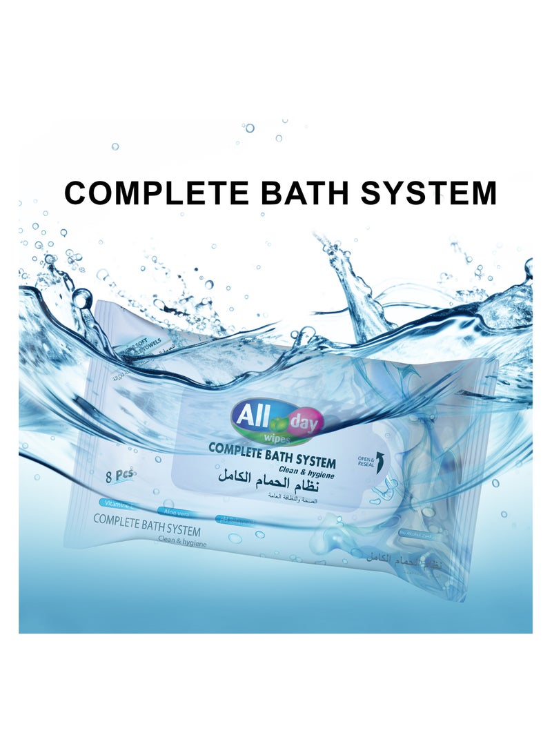 All day wipes All Day Complete Bath System Soft Aloe Vera Towels,8 Sheets ( Pack of 12). - Image 5