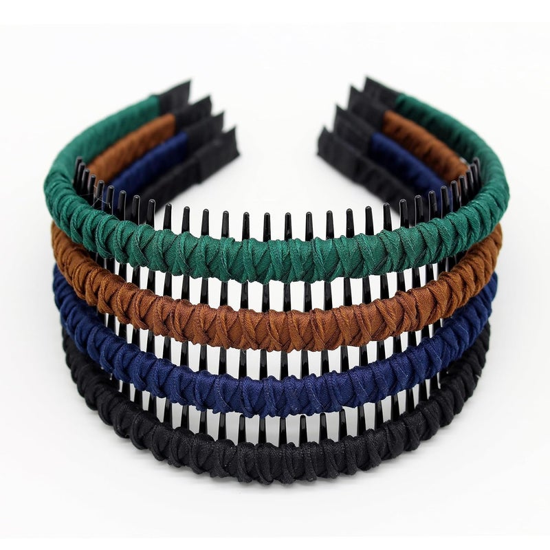 Womens Fashion Headbands Hair Accessories for Women Nonslip Braided hair bands Comfy tooth comb Hair Hoop 4 color