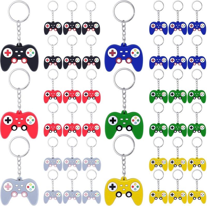 36 Pieces Video Game Controller Keychains Game Controller Key Ring Gaming Controller Handle Pendant Charms for Video Game Party Favors Birthday Baby Shower, 6 Colors - Image 1