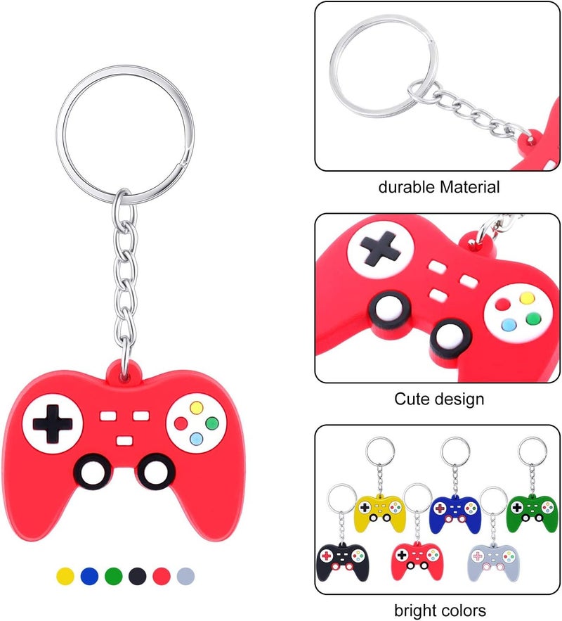 36 Pieces Video Game Controller Keychains Game Controller Key Ring Gaming Controller Handle Pendant Charms for Video Game Party Favors Birthday Baby Shower, 6 Colors - Image 3