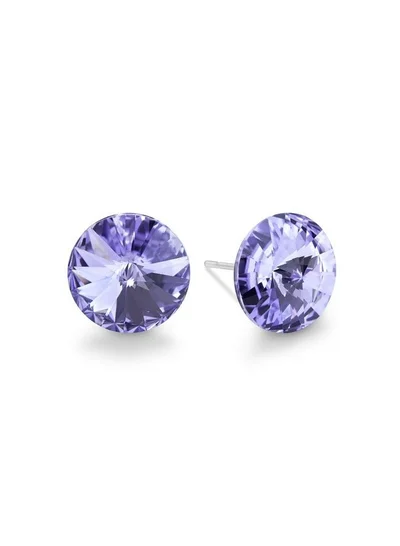 Seona Seona Ella 10mm Crystal Stud Earrings  – Hypoallergenic Stainless Steel Stud Earrings for Women, Elegant Crystal Rivoli Jewelry Earrings for Everyday and Special Occasions -  Provence Lavender