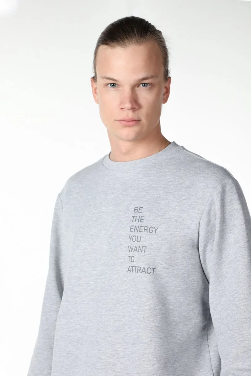 ديفيز Men's Printed Sweatshirt Grey Melange