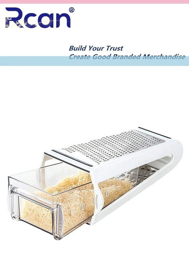 Rcan Cheese Grater with Garlic Crusher Grater Box Cheese Shredder Cheese Grater with Handle Graters for Kitchen Stainless Steel Food Grater - Garlic Mincer Tool and Vegetable Peeler  - Image 1