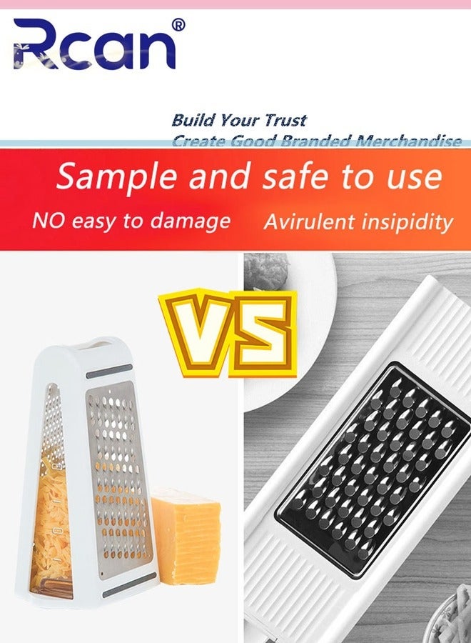 Rcan Cheese Grater with Garlic Crusher Grater Box Cheese Shredder Cheese Grater with Handle Graters for Kitchen Stainless Steel Food Grater - Garlic Mincer Tool and Vegetable Peeler  - Image 5