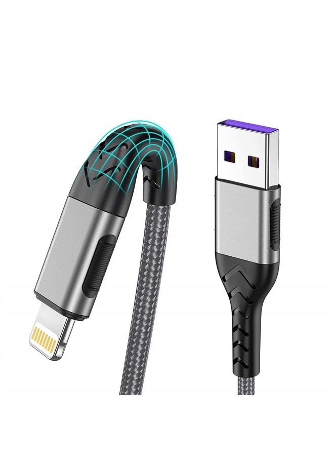 Durcord شاحن آيفون، [معتمد من MFi] حزمة 3 كابلات USB A بطول 10 أقدام لشاحن Lightning طويل، كابل شحن سريع لآيفون Xs Max/XS/XR/X/8/7/6S/6/Plus/SE/iPad (فضي) - Image 1
