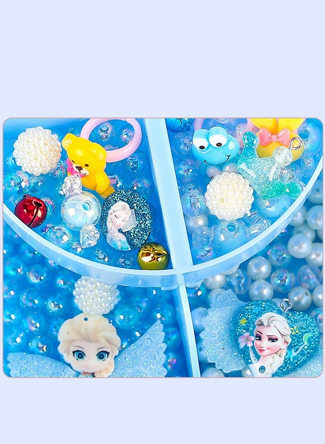 GROIC Beaded Necklace Bracelet Set Colorful Dress up Ice Princess for Girls Blue,Handmade Toys for Children - Image 3