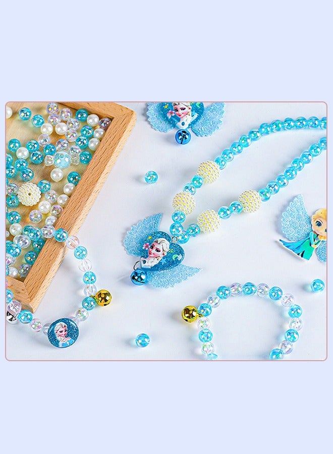 GROIC Beaded Necklace Bracelet Set Colorful Dress up Ice Princess for Girls Blue,Handmade Toys for Children - Image 5
