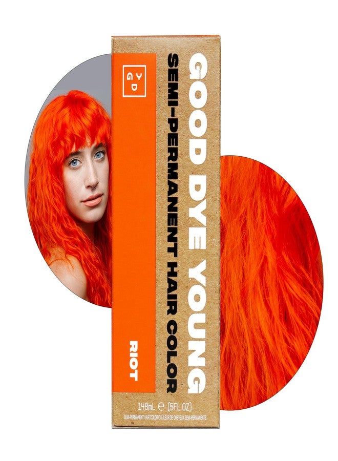 Good Dye Young Semi Permanent Orange Hair Dye (Riot) - UV Protective Temporary Hair Color Lasts 15-24+ Washes - Conditioning Orange Hair Dye - Image 1