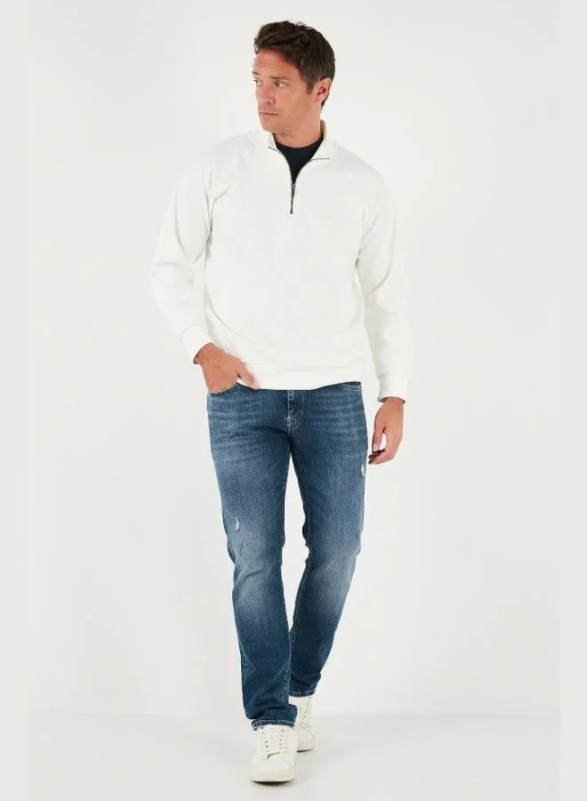 Buratti Buratti Cotton Relaxed Fit Half Zipper Stand Collar Sweat Men's SWEAT 5901232