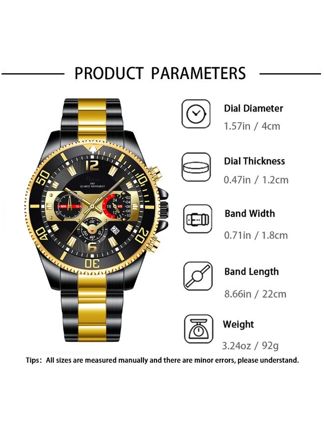 صندوق هدايا رجالي ، ساعة رجالية + نظارات زخرفية رجالية + محفظة + ماكينة قص شعر + سلسلة مفاتيح ، تعطي بطاقة تهنئة جميلة - Image 5