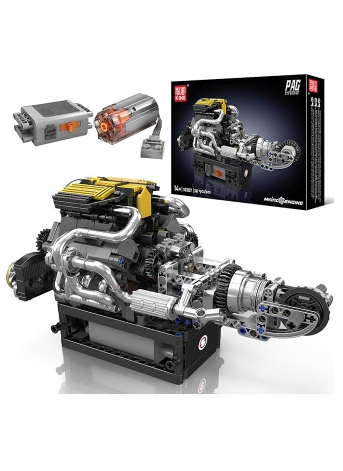 mould king 10207 V12 Engine Building Blocks Kit with Working Motor - Realistic Engine Model Kit for Adults & Car Enthusiasts, DIY STEM Mechanic Engineering Construction for Kids  - Image 1