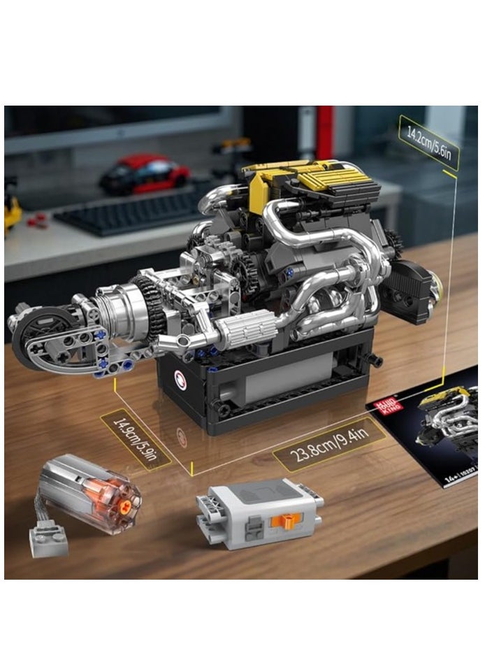 mould king 10207 V12 Engine Building Blocks Kit with Working Motor - Realistic Engine Model Kit for Adults & Car Enthusiasts, DIY STEM Mechanic Engineering Construction for Kids  - Image 3