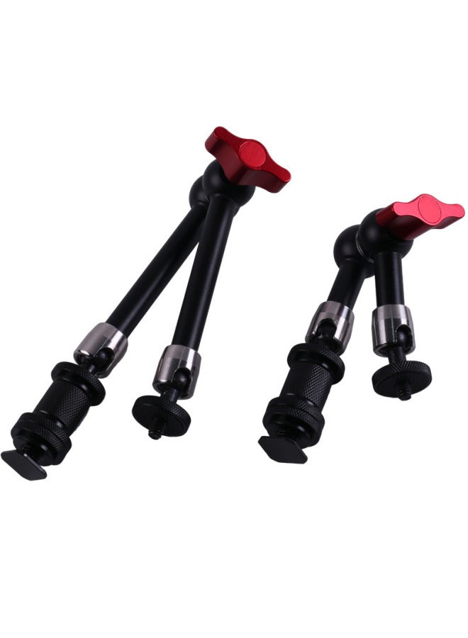 Generic Double Ball Head Universal Bracket SLR Camera Monitor Magic Handle Strange Hand Hot Boot Bracket Pea Clip Strange Hand-Color:7inch Stainless Steel Red - Image 1