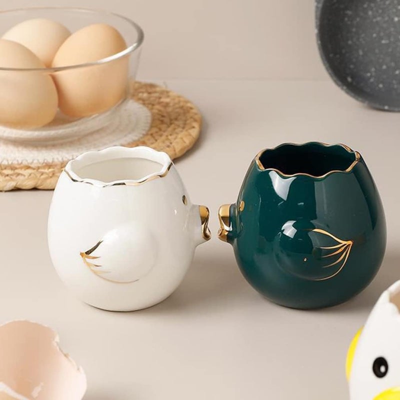 woobles Egg Separator Egg Yolk White Separator Ceramic Creative Cute Cartoon Style Egg Filter Splitter Opeaner Automatic Separation Kitchen Cooking Tool Green Green - Image 4