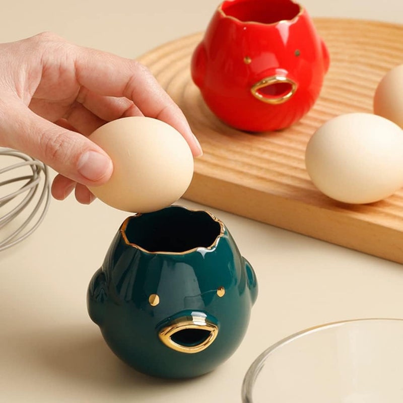 woobles Egg Separator Egg Yolk White Separator Ceramic Creative Cute Cartoon Style Egg Filter Splitter Opeaner Automatic Separation Kitchen Cooking Tool Green Green - Image 5