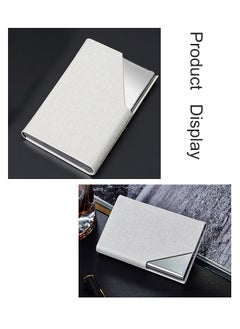 Ssovi Portable Practical Metal Business Card Holder, Fashionable Business Card Box，Business Card Case, Business Card Holderfor Men and Women, Pocket Metal Card Case,Stainless Steel Card Holder White  - Image 2