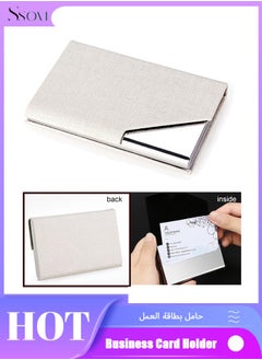 Ssovi Portable Practical Metal Business Card Holder, Fashionable Business Card Box，Business Card Case, Business Card Holderfor Men and Women, Pocket Metal Card Case,Stainless Steel Card Holder White  - Image 1