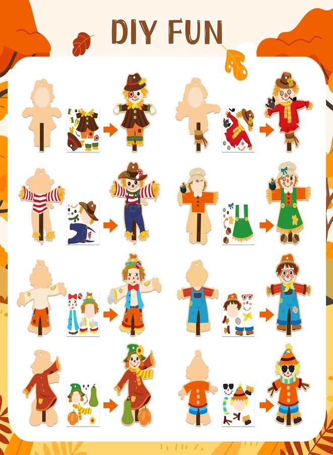 BeYumi Fall Scarecrow Craft Kit - 123Pcs Fall Scarecrow Craft Kit DIY Autumn Thanksgiving Ornament Set Home Classroom Game Activities Art Supplies Decor for Kindergarten Kids - Image 3