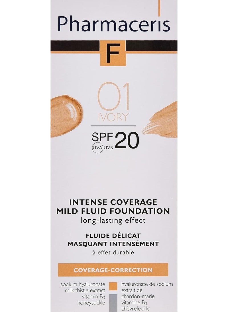 Pharmaceris Ph Intense Coverage Mild Fluid Foundation Ivory 01, 30ml - Image 1