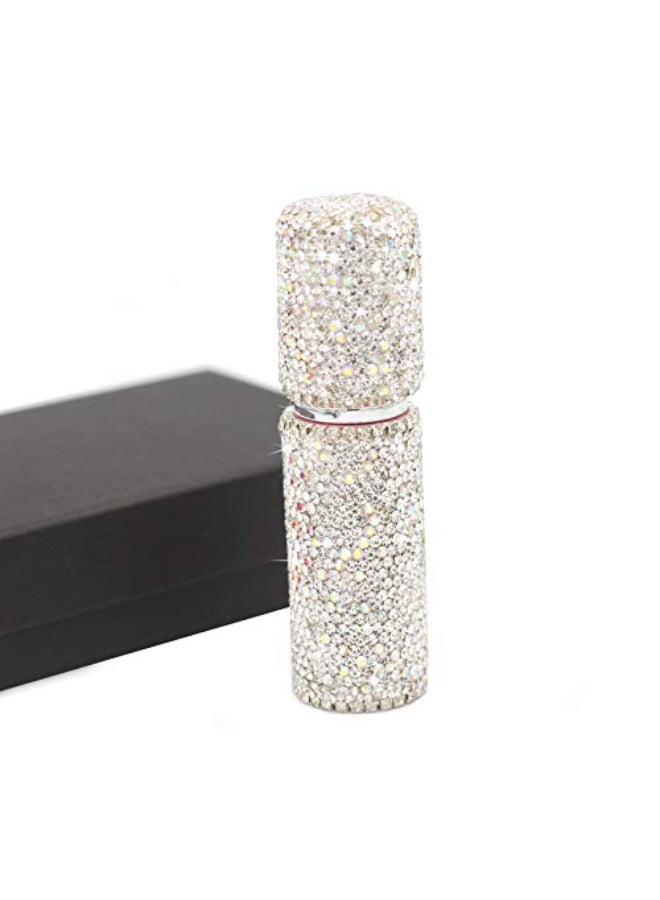 Bestbling Rhinestone Empty Portable spray bottle cosmetic Perfume spray bottle spray essential oil bottle glass perfume bottle 10ML Silver - Image 1